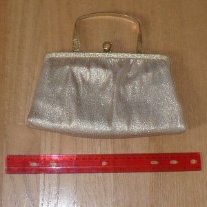 Ande' Vintage Evening Clutch with Gold Tone Concealable Metal Handle
